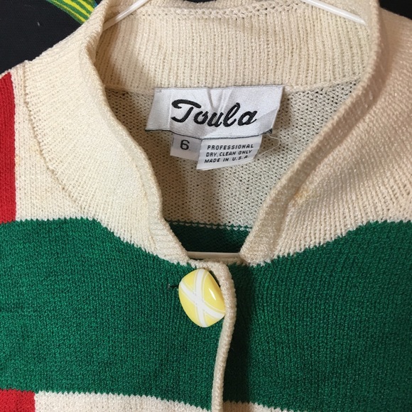 VINTAGE / Color Block Button Up Sweater - Picture 2 of 3